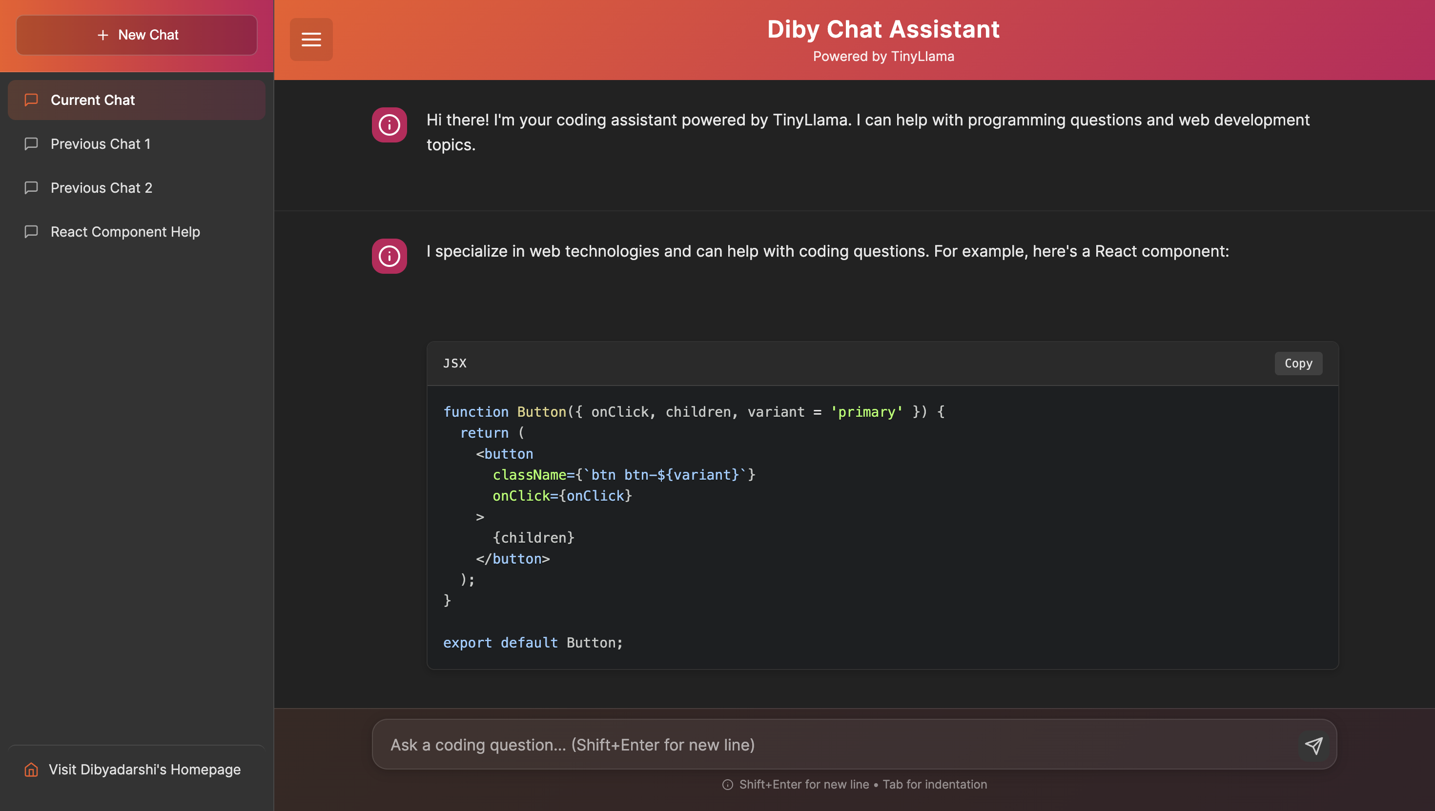 Diby AI Chat - AI-powered chat application interface